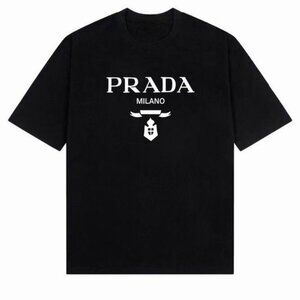 Prada Milano Logo Print Cotton T-shirt - Black